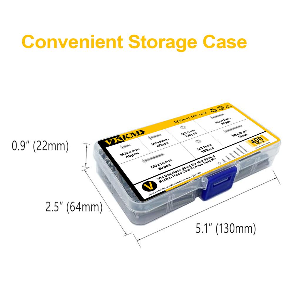 400 Stainless Steel Hexagonal Bolt Nut Combination, Metal Sleeve and Screw Combination, M3x(6/8/12/16/20)mm