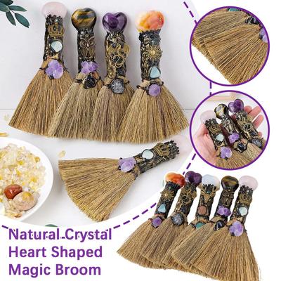 1pcs Natural Crystal Magic Broom Quartz Witch Broom Reiki Gemstone For Cleansing Healing Fengshui Home Decoration Gifts Q4P6