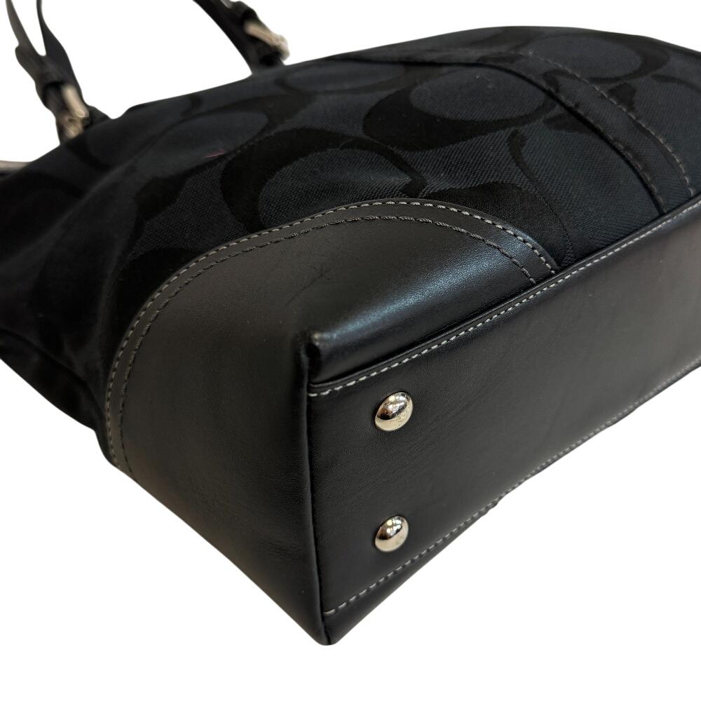 Coach 10445 Shoulder 2way Signature Canvas Tote Bag Black Canvas Used