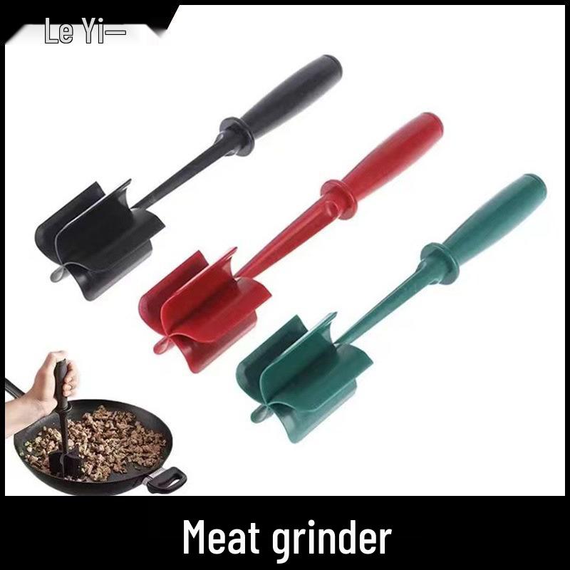 Plastic Handheld Meat Chopper Spoon: Multi-Purpose Mincer & Scraper Black