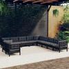 Day and Night - Day and Night Garden Furniture 11 Pieces and Cushions Black Solid Pine Wood