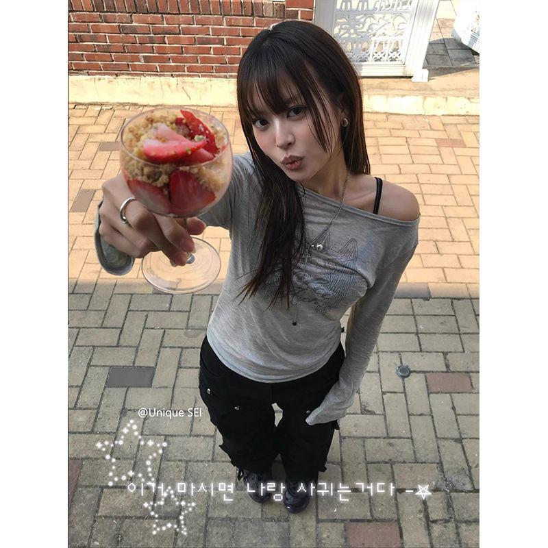 Slim Fit Off-Shoulder Long Sleeve Top - Versatile Base Layer for Spring & Autumn