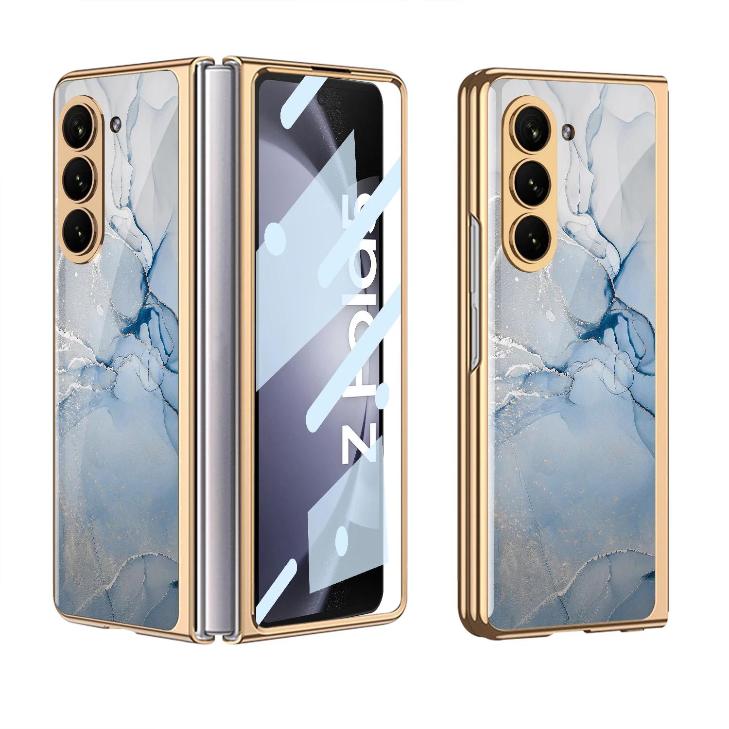 

Гальванизированный окрашенный закаленный стеклянный чехол для Samsung Galaxy Z Fold 5 6 7 со стеклом для экрана Жесткая крышка для чехла Galaxy Z Fold5 4 Samsung Galaxy Z Fold 5