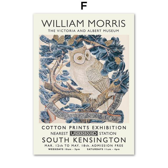 William Morris Wall Art Swan Owl Bird Leaf Flower Canvas Painting Nordic Posters and Prints Wall Pictures for Living Room Decor No Frame