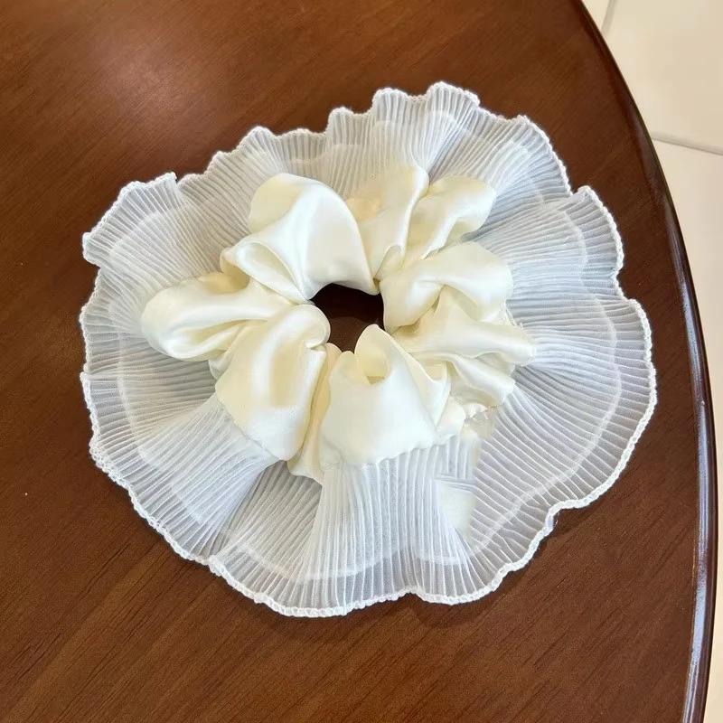 

Черно-белое плиссированное кружевное кольцо для волос для женщин Простота Высокий хвост Резинка для волос Модная резинка для волос для девушки Аксессуары для волос