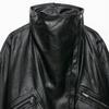 Womens Faux Leather Biker Jacket Ins Style Slim Fit Long Sleeve Black XS-L 2026 Fall