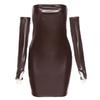 Spring Summer Sexy PU Strapless Women Solid Color Slash Neck Club Style Hip Short Dress