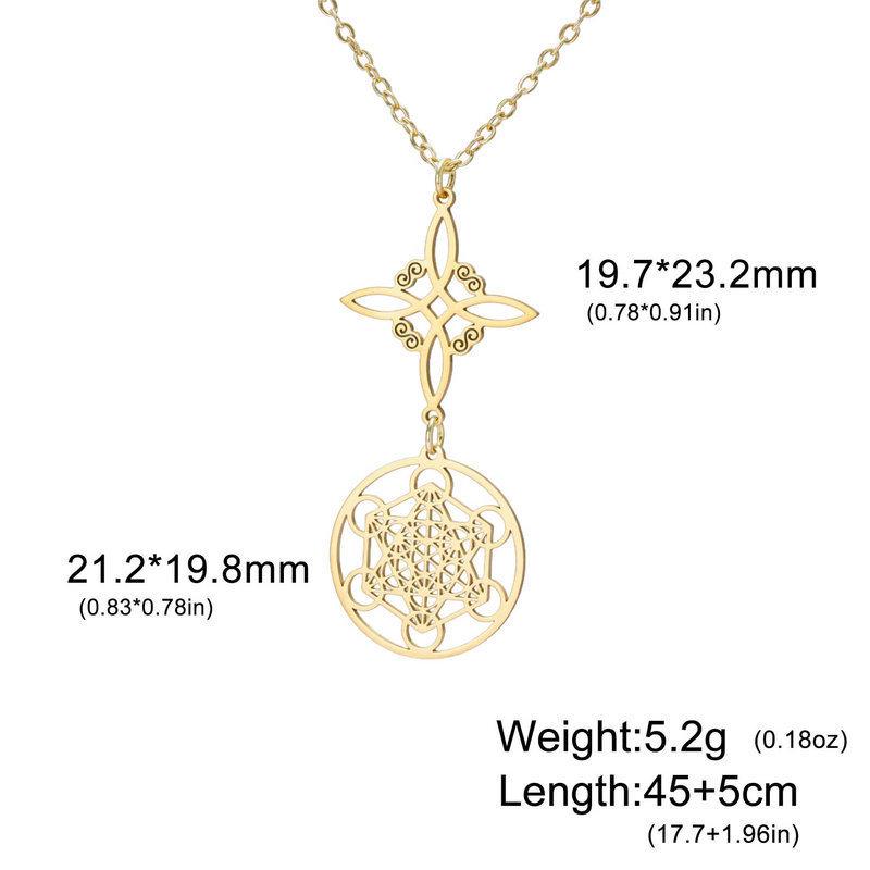 Stainless Steel Double Pendant Necklace with Witch Knot & Star