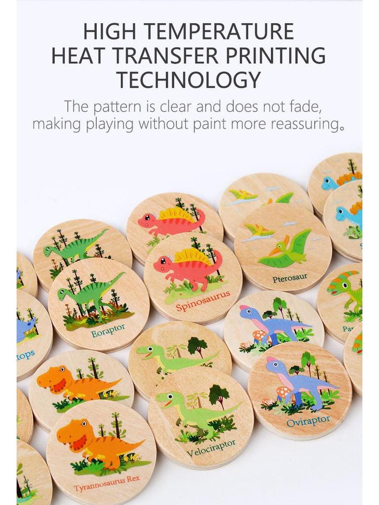 Wooden Dinosaur Matching Game: Early Education Puzzle for Animal Cognition and Focus Training