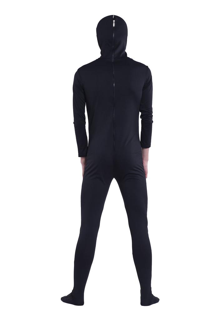 Black Full Body Zentai Costume with Open Face, Men's Size Medium (SS03-2H)