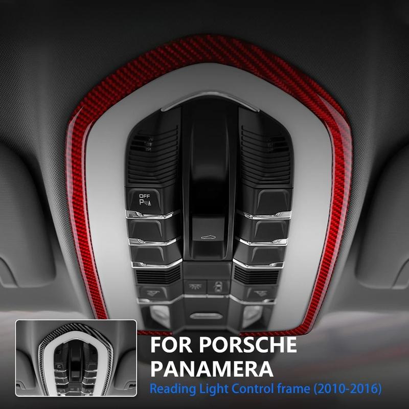 For Porsche Panamera 2010-2011-2016 Real Carbon Fiber Reading Light Frame Cover Trim|Interior Decor Sticker 4Pcs Dry Carbon.