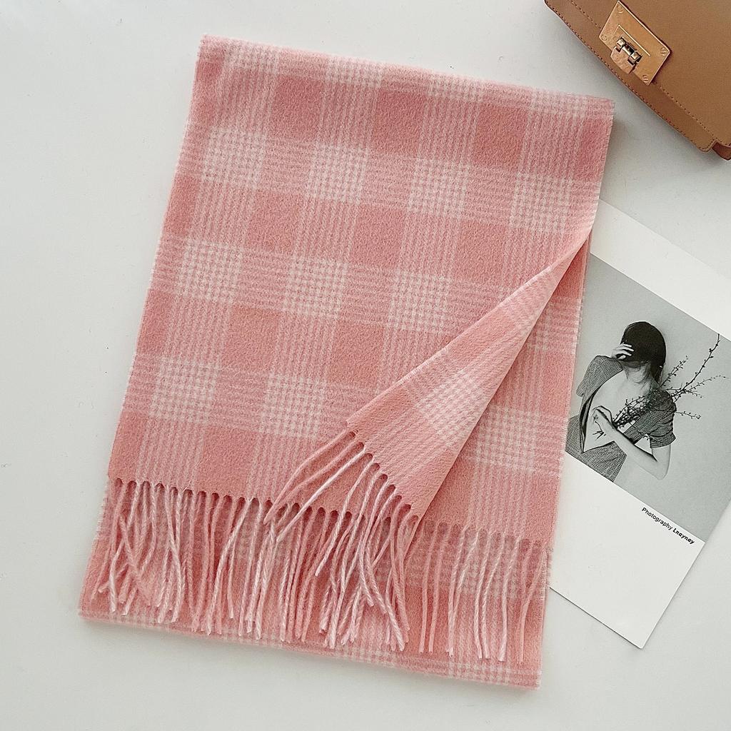 100% Pure Wool Scarf Female Winter Warm Cashmere Shawl Checkerboard Couple Accessory Outdoor Wrap Windproof Scarf