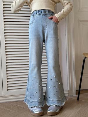 Jeans Flare Feminino Outono 2025 - Calças Micro Flare Tendência para Meninas Maiores