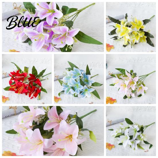 Simulation Flower 1Pc Artificial Lilies Realistic No Withering Non-fading Single Branch Multi-fork Artistic