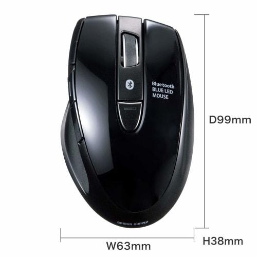 Sanwa Supply Bluetooth 3.0 multi-pairing mouse (up to 3 devices can be paired) Blue LED 6 buttons Medium size MA-BTBL121BK