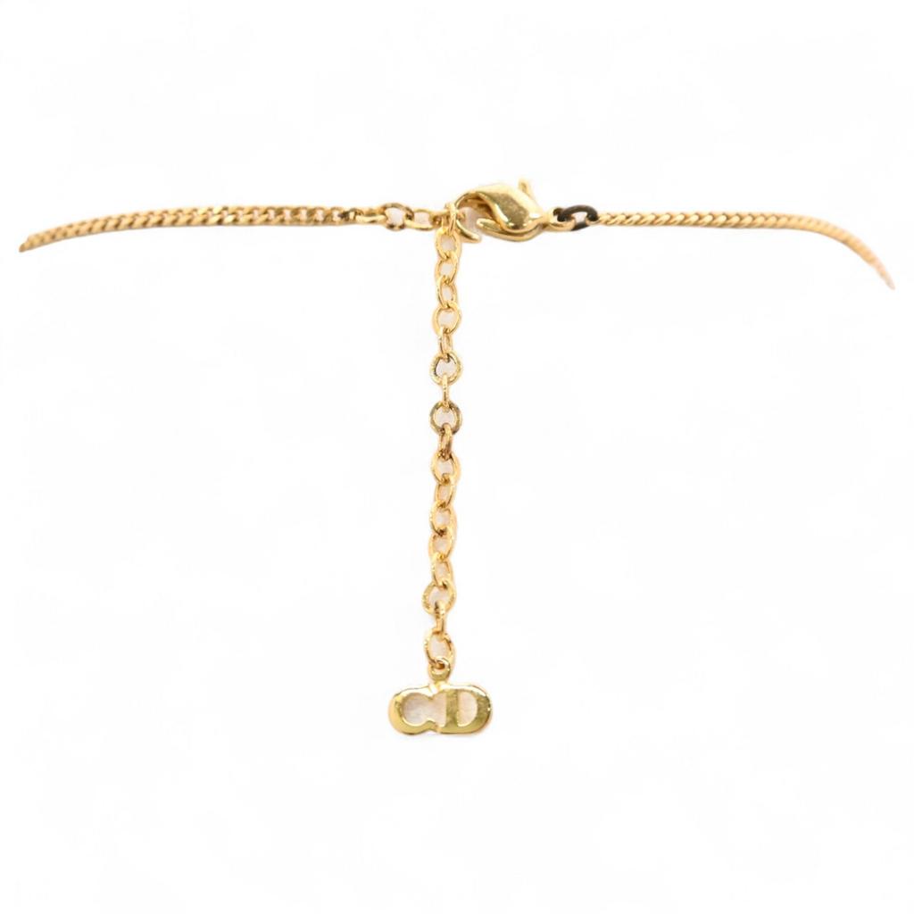 Auth Dior Logo Necklace Rhinestone Plated Di6606bd