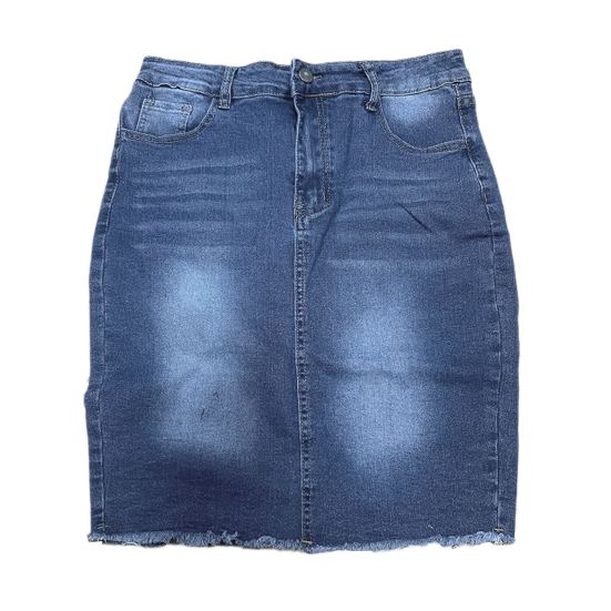 Women Denim Skirt High Waist Button Zipper Fly Multi Pockets Midi Skirt Solid Color Hip Wrapped Tassel Hem Washed Skirt