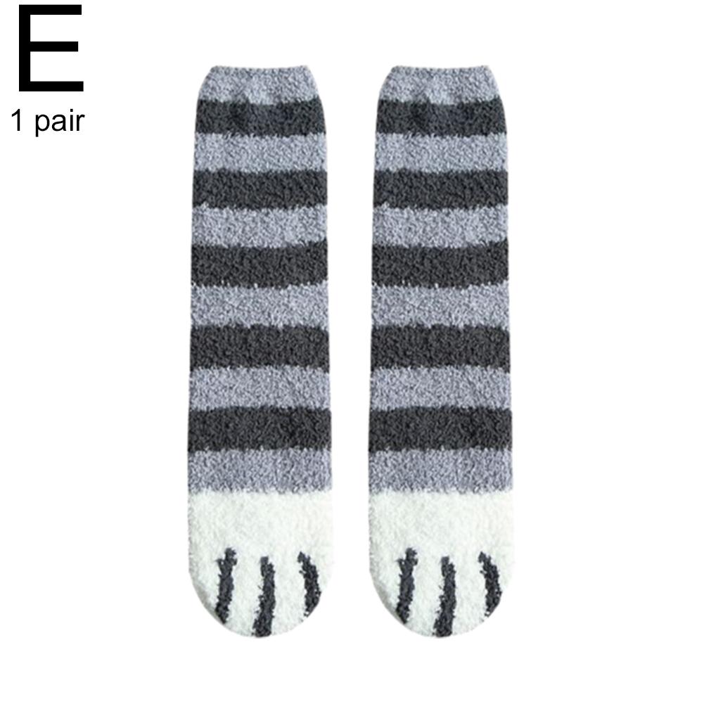 Plush Winter Funny Cute Style Animal Cat Paw Cartoon Pattern Women Cotton Socks Super Soft For Female House Sleeping Floor Sox