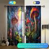 2pcs Magic Mushroom Printed Curtain for Home Decor - Rod Pocket Window Treatment for Bedroom, Office, Kitchen and Living Room