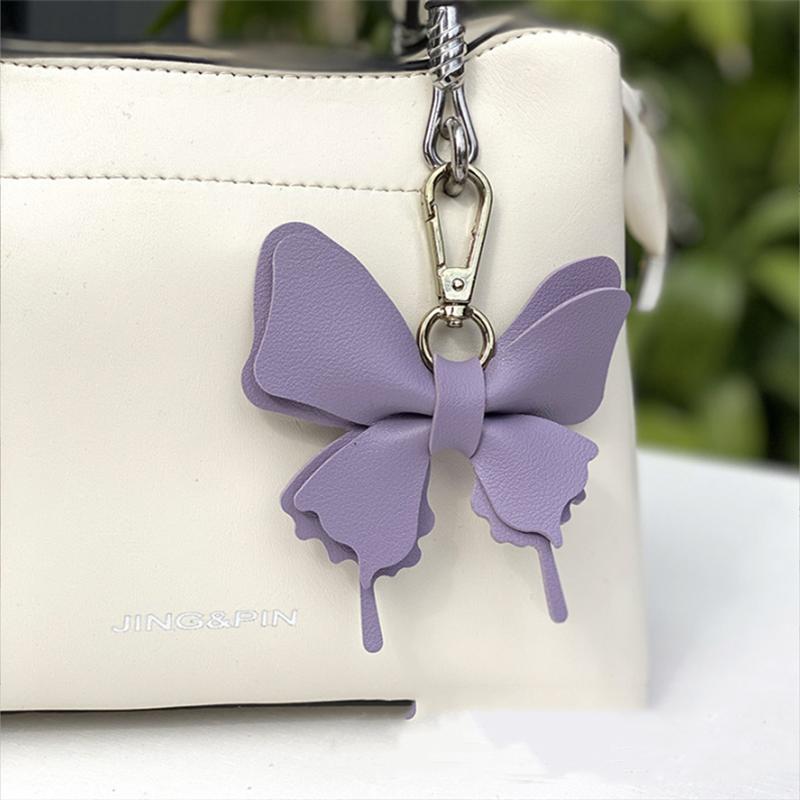 Cute Keychain White Purple Butterfly Flower Insects Car Key Ring Key Chains For Women Men Souvenir Gift Jewelry Bag Accessories