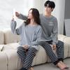 Autumn/Winter Couple's Pajamas: Women's Ins-Style and Men's Casual Loose Combed Cotton Two-Piece Set