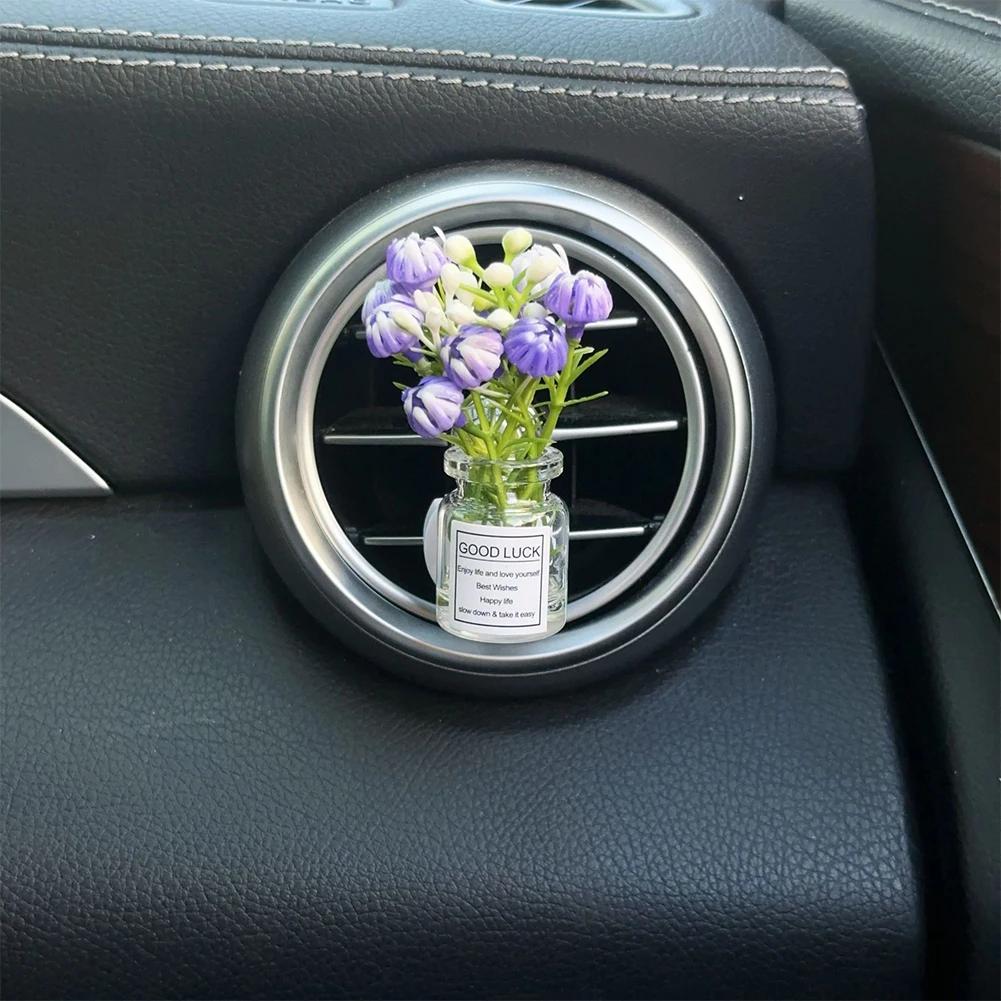 Auto Air Outlet Flower Vase Clips Ornaments Car Center Console Jasmine Vase Glass Ornaments Glass Vase Ornaments For Girls Gifts