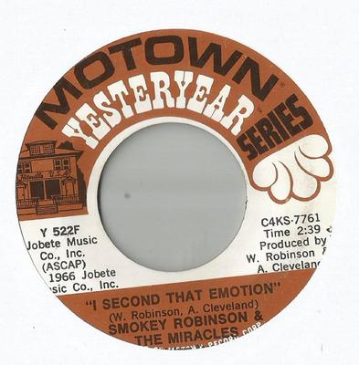 7inch Record MIRACLES - I Second That Emotion / If You Can  Y522F Motown 1973 US Soul/Funk Used