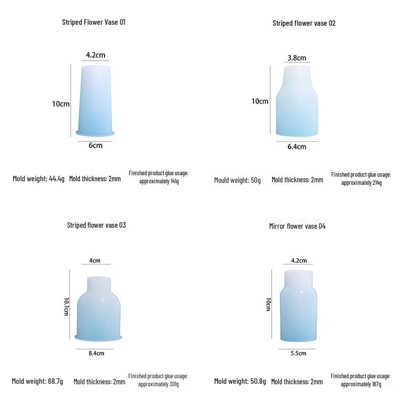 Zhongcheng Nordic Light Luxury Stripe Resin Vase Mold - DIY Silicone Epoxy
