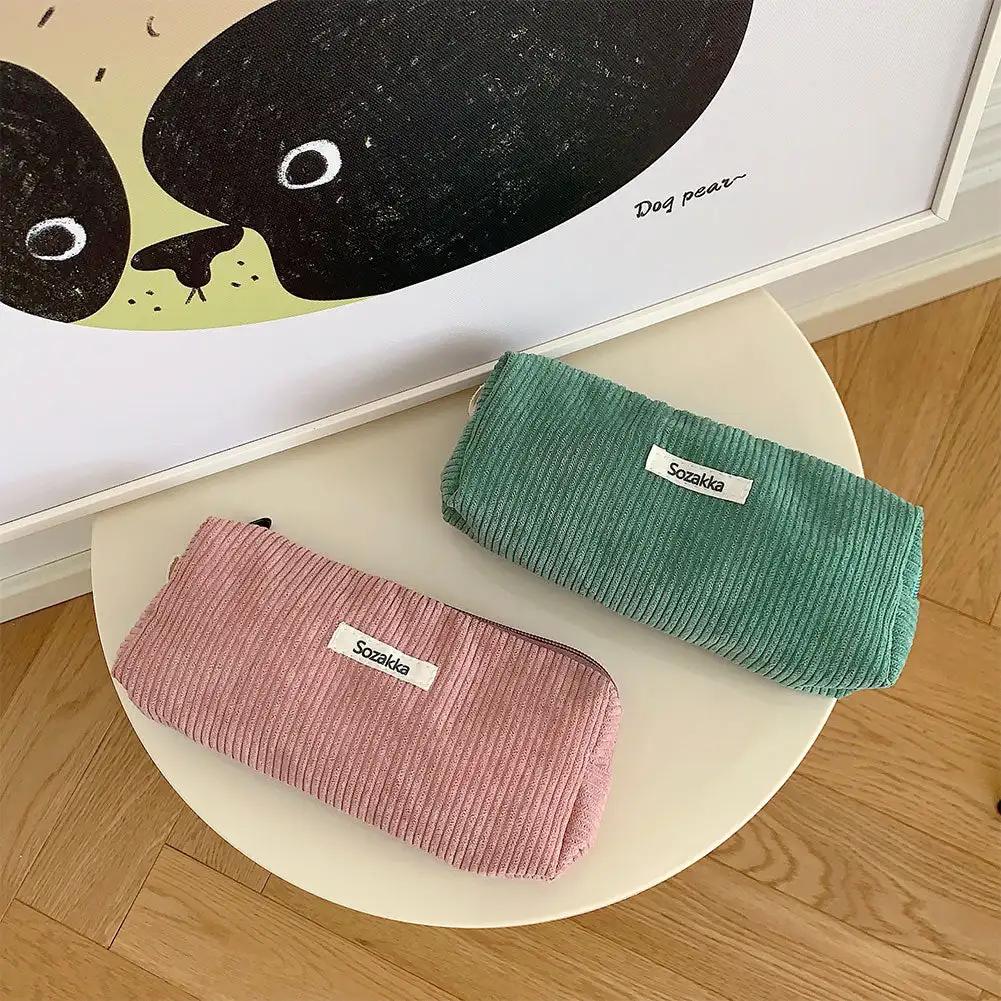 Large Capacity Pencil Case Stationery Pen Case Corduroy Pencilcase School Supplies Pencil Pouch Back To School