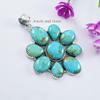 Turquoise Cluster Pendant, 925 Sterling Silver Pendant, Natural Arizona Turquoise Pendant, Gemstone Pendant, Anniversary Pendant