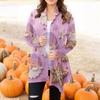 Women's Fashion Casual Halloween Printed Mid-Length Irregular Hem Cardigan Jacket