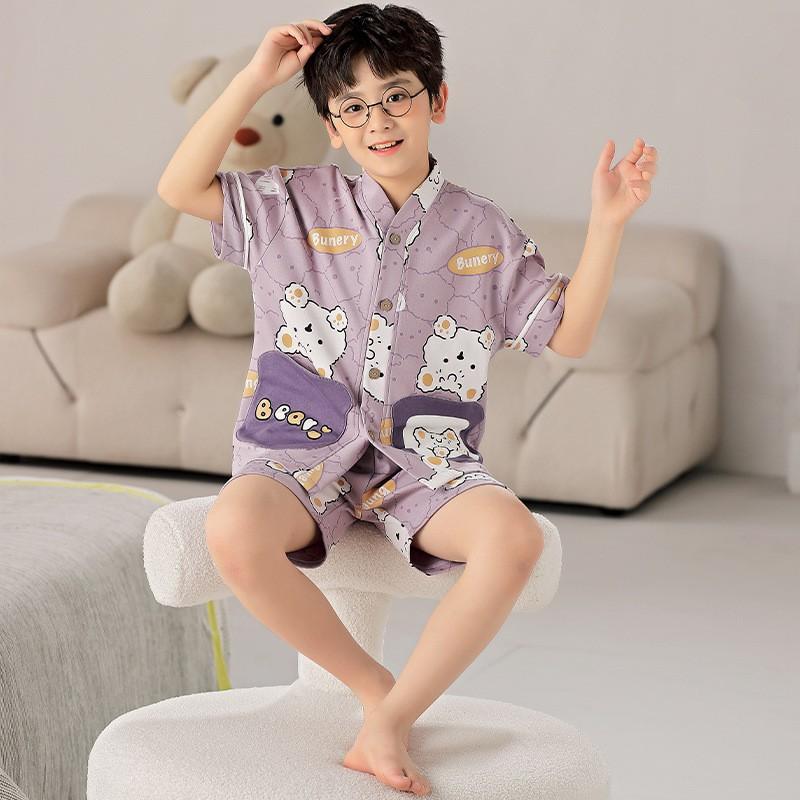 Boys Cotton Cartoon Pajama Set Short Sleeve Shorts Sleepwear Kids 8-16 Years