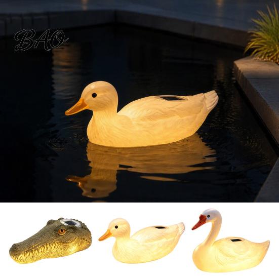 Decorative Resin Swan Statues for Ponds Solar Floating Garden Statue with Warm LED Lights, Waterproof Outdoor Pond Decor Automatic Dusk to Dawn