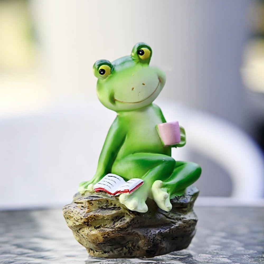 

Cartoon Garden Frog Statue Resin Miniatures Figurine Desktop Ornament Frog Ornament Balcony зелений