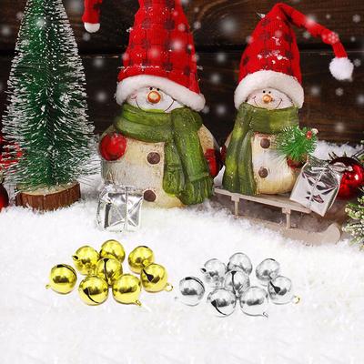 50Pcs Small Metal Bell Colourful Paint Christmas Jingle Bells Key Pendant Party DIY Beads(Yellow Silver )