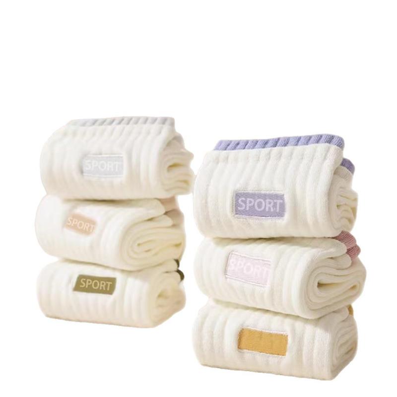 5 Pares Calcetines de Algodón para Mujer Tubo Medio Sin Costuras Transpirables Color Sólido Calcetín Casual