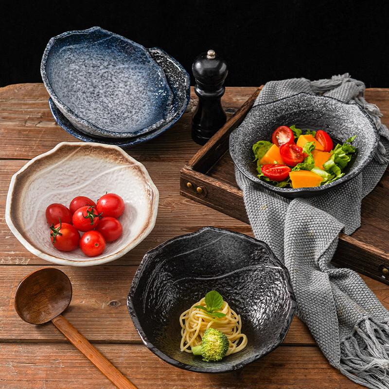 Creative Japanese Irregular Ceramic Slanted Salad Bowl