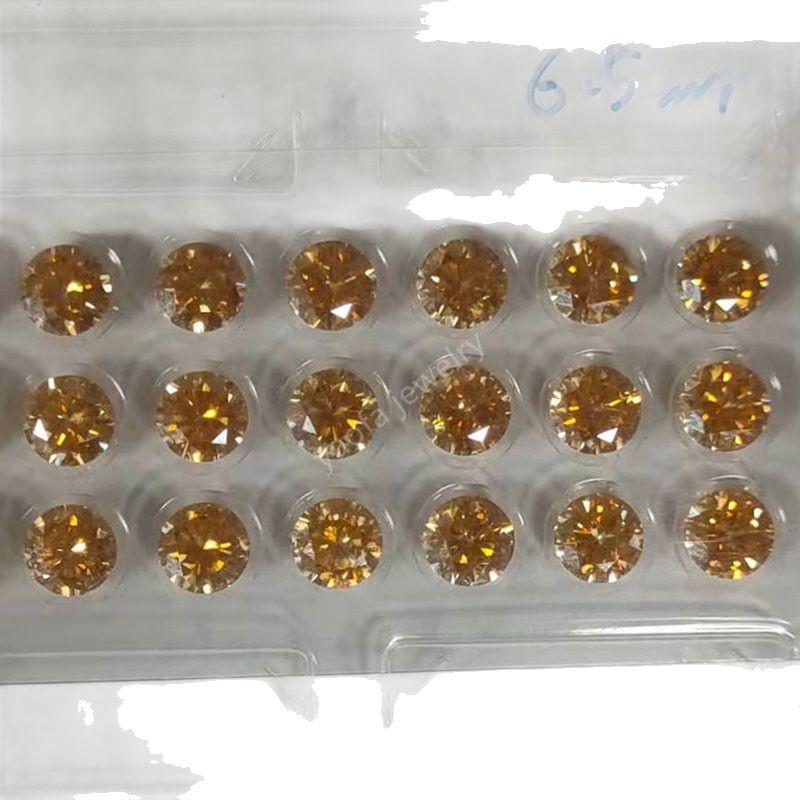 Champagne Yellow Round Moissanite Gemstone for Engraving Pens with GRA Certificate 5mm 0.5ct