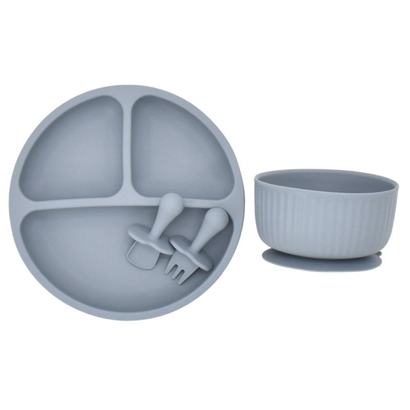 4Pcs/Set Silicone Baby Feeding Bowl BPA Free Waterproof Solid Color Dinner Plate With Sucker