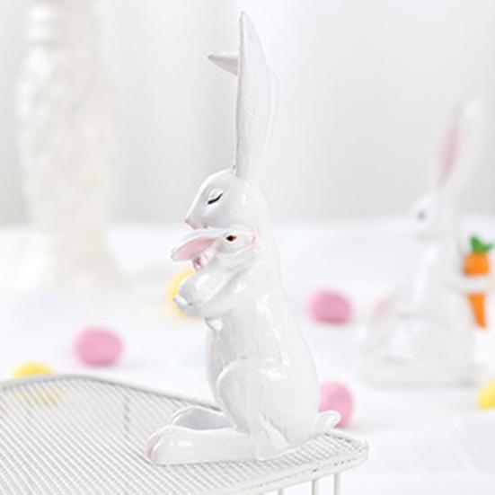 Yousheng Easter Bunny Decoration Cute Mother And Baby Rabbit Figurine Hand-Carved Resin Tabletop Sculpture for Home Indoor Desk Shelf Decor