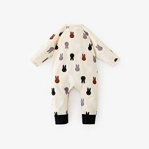 Baby Clothes, Long Sleeve Romper, Spring/Autumn Newborn Coverall, Unisex Pajamas for Boys and Girls, Pre-birth Gift, Rabbit Print, Apricot Color, Size
