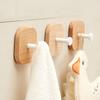 Selbstklebender Holz Haken Aufhänger Badezimmer Küche Wandhaken Schlafzimmer Kleideraufbewahrung Handtuch Schlüsselhalter Heimdekoration