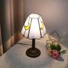 Modern moon Stained Glass Table Lamp Cute Small Bedside Lamps for Living Room Home,Unique Aesthetic Home Decor Girls Gift
