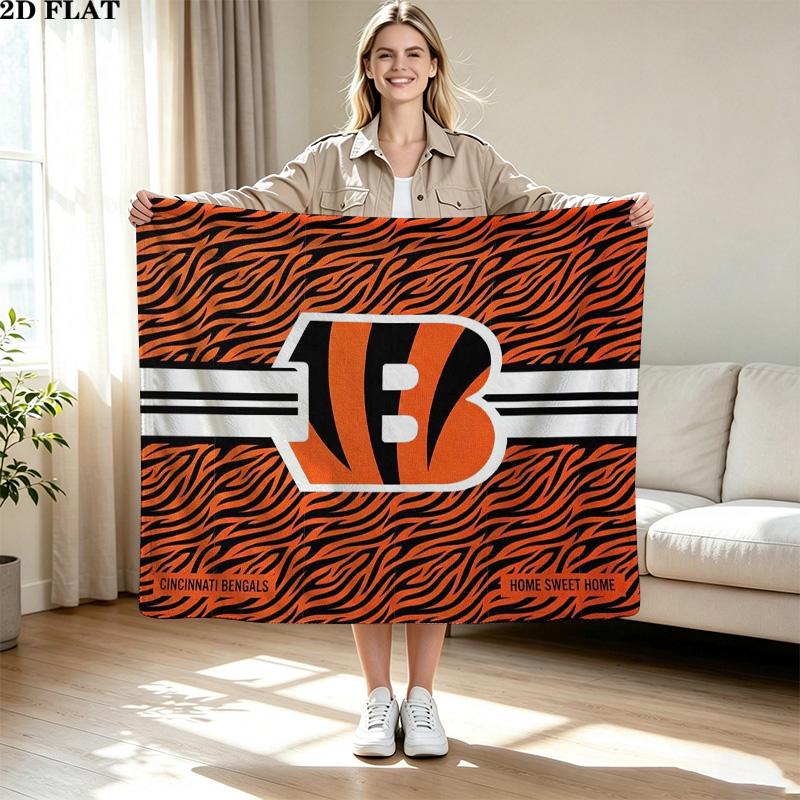 Cincinnati Bengals Print Flannel Blanket High Quality Warm Comfortable Cover for All Seasons Perfect for Gifts Home Decor