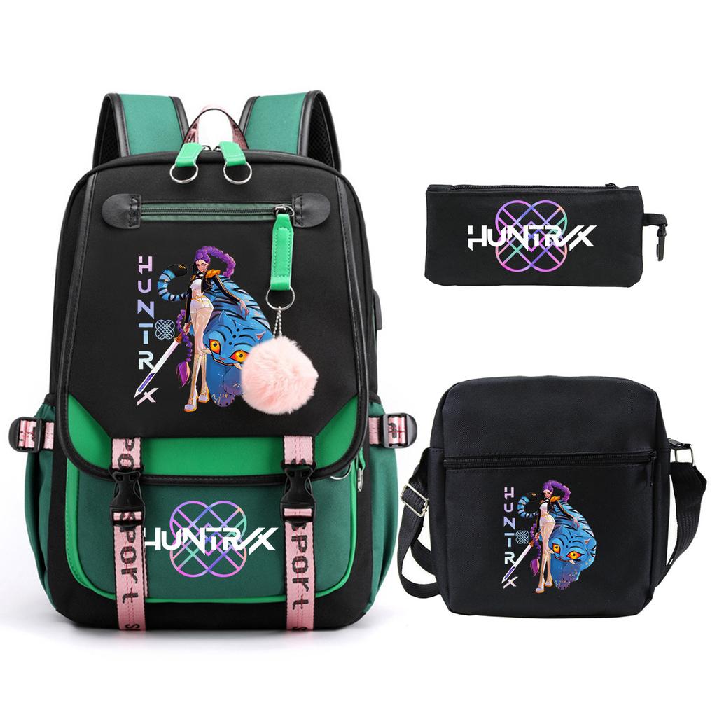 KPop Demon Hunters Korean version of student school bag children's backpack pencil bag set