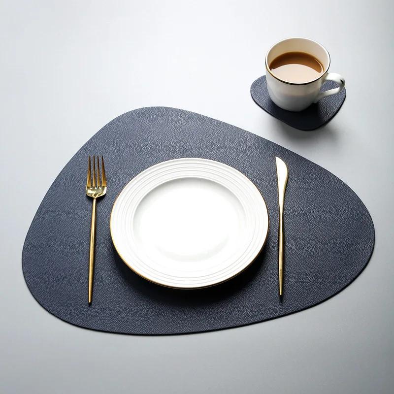 PU Placemats for Tableware Waterproof Non-Slip Coaster Leather Place Heat Insulation for Kitchen Accessories Pad Cup Wine Mat