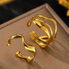 Stainless Steel Ring Asymmetric Cutout Design Exquisite Couple Rings For Women Jewelry Adjustable Gift for friends to each other