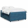 Maison Exclusive - Dark Blue Bed Slat Base and Mattress 140x190cm Velvet