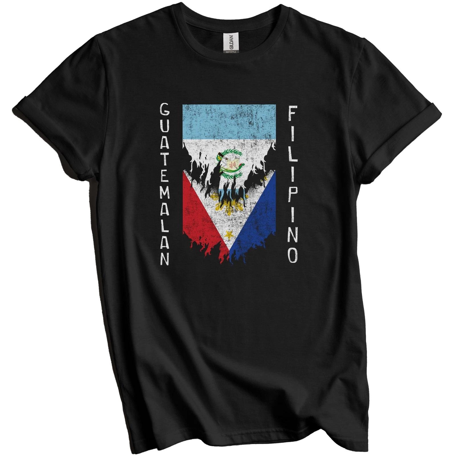 Guatemalan Filipino Flags Ripped Torn Guatemala Philippines T-Shirt XL