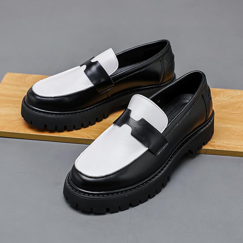 Fashion New Men Fashion Loafers Black Platform Non-slip Lightweight Comfortable Brand Leather Shoes Gentleman Social Shoes Men 38-46